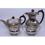 A four piece silver tea and coffee set, Birmingham 1970, weight: 1.6kg (4)