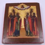 A 19th century icon, Assembly of Saints, 18 x 21cm