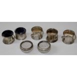 A set of four Art Nouveau salts of waisted cylindrical shape, only one with glass liner Chester 1906