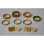 Four 22ct gold wedding bands (gross weight 14gms), together with two 18ct gold bands (gross weight