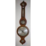 A 19th century rosewood barometer thermometer having silver register, H 93cm