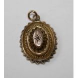 Victorian style, diamond chip set pendant in yellow metal, un marked but tests as 9ct .Gross