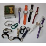 A collection of fourteen watches including nurses watches, Rotary, Guess and others