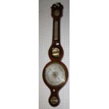 A small 19th century mahogany and line inlaid barometer thermometer inscribed Realini,