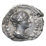 Faustina Junior Denarius.   Circa, 152-153 AD. Silver, 2.99 grams. 19.66 mm. Draped bust right,