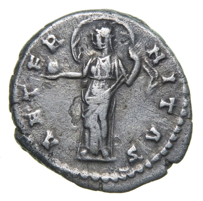 Faustina Denarius.   Rome, after AD 147. Silver, 2.95 grams. 18.63 mm. Draped bust right, DIVA - Image 2 of 2