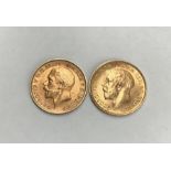 Two George V Half Sovereigns 1911 and 1912.