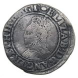 Elizabeth I shilling.   Sixth Issue, 1582-1600 AD. Silver, 5.79 grams. 31.01 mm. Crowned bust