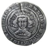 Edward III Groat.   Pre-treaty period, 1351-61 AD. Silver, 4.29 grams. 27.10 mm.Crowned facing bust,