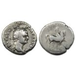 Domitian Denarius.  Rome, AD . Silver, 3.19 grams. 19.65 mm. Laureate bust right, CAESAR AVG F