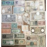 Collection of French, Belgium, Italian and Greek Banknotes.