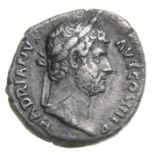Hadrian Denarius.   Rome, AD 133. Silver, 3.30 grams. 16.76 mm. Laureate bust right, HADRIANVSAVG