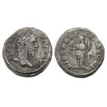 Septimius Severus Denarius.  Rome, AD . Silver, 2.88 grams. 19.45 mm. Laureate bust right, SEVERVS