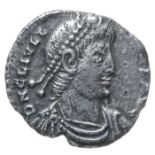 Julian II Siliqua  Trier, AD 361-2. Silver, 1.64 grams. 17.20 mm. Diademed bust right, D N CL