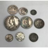 British Silver coins, includes George II 1729 Penny, George III 1787 Sixpence & 1762 Threepence,
