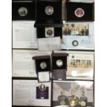 Collection of Silver Proof Coins & Silver Commemorative Coins in Original Cases with Certificate,