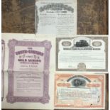 Share CERTIFICATES for North Butte Mining Company 1925,South-Eastern Gold Mining Company (not filled