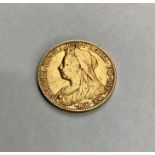 A Victorian Sovereign dated 1899