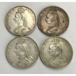 Victorian jubilee head Crowns, includes 1897, 2 x 1890, 1892.