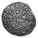 Edward II Penny.  Silver, 1.28 grams. 19.51 mm. Crowned facing bust, +EDWAR R ANGL DNS HYB. Reverse: