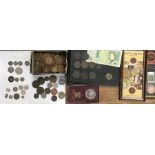 A collection of British and world coins, includes 3 Maundy Money Fourpence 1862, 1890, 1902, William