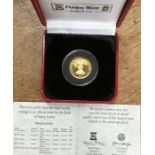 Sierra Leone 999.9 gold 1/5oz coin with 4 presses stones set with in it. 6.22g