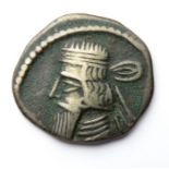 Silver Drachm, Parthia. Vologases III 105-147 AD. Obverse: Diademed bust left. Reverse: Archer
