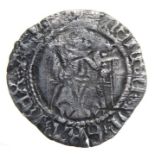 Henry VIII Sovereign Penny.  Silver, 0.53 grams. 16.21 mm. King seated, facing on throne. HENRIC