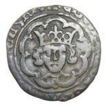 Edward IV Halfgroat.  Second Reign, 1471-83 AD. Silver, 1.15 grams. 18 mm. Crowned facing bust, C on