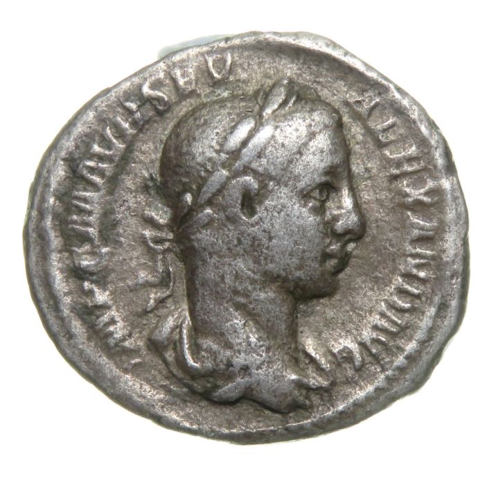 Severus Alexander Denarius.   Rome, AD 226. Silver, 2.52 grams. 20.04 mm. Laureate bust right, IMP C