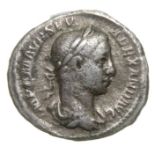 Severus Alexander Denarius.   Rome, AD 226. Silver, 2.52 grams. 20.04 mm. Laureate bust right, IMP C