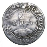 Edward VI shilling.   Fine Silver Issue, 1551-3 AD. Silver, 5.95 grams. 32.93 mm. Crowned facing