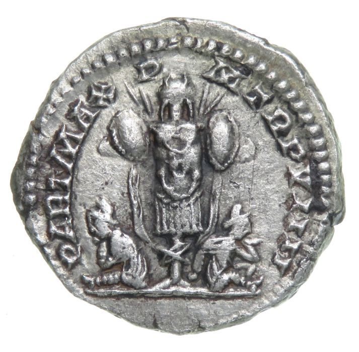Septimius Severus Denarius.  Silver, 2.21 grams. 1864 mm. Laureate bust right, SEVERVS PIVS AVG. - Image 2 of 2