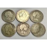 Six George III Crowns 2 x 1819 and 4 x 1820.