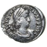 Constantius II Siliqua.   Arles, AD 353-7. Silver, 1.96 grams. 18.99 mm. Diademed bust right, DN