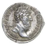 Hadrian Denarius.   Rome, AD 123. Silver, 3.18 grams. 18.23 mm. IMP CAESAR TRAIAN HADRIANVS AVG.