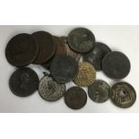 George III & George IV copper coins includes 1775 half Penny in good condition with other coins,