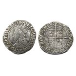 Elizabeth I Halfgroat.  Second Issue, 1560-1 AD. Silver, 0.96 grams. 18.21 mm. Crowned bust left,