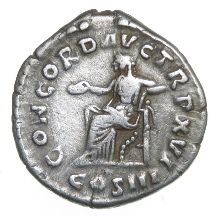 Marcus Aurelius Denarius.   Rome, AD 162. Silver, 2.75 grams. 17.48 mm. Laureate bust right, IMP M - Image 2 of 2