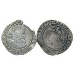 Elizabeth I and James I Sixpences.  Circa, 16th-17th century AD. Silver, 26mm, 2.47g & 26mm, 2.