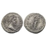 Septimius Severus Denarius.  Rome, AD . Silver, 1.78 grams. 19.34 mm. Laureate bust right, SEVERVS