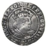 Henry VIII Groat.   Second Coinage, 1509-26 AD. Silver, 2.61 grams. 24.74 mm. Crowned bust right,