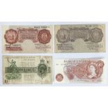 Bank of England Ten Shilling Banknotes. Includes Warren Fisher M/82 042555, Peppiatt H03D 037571 (