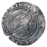 Elizabeth I Sixpence.   Fifth Issue, 1578-52 AD. Silver, 2.75 grams. 25.42 mm.Crowned bust left,