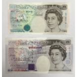 Bank of England Rare Set of £5 & £20 G.M. Gill ‘A01 003113’ Banknotes with Certificate. Very  high