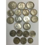 Victorian jubilee head silver coins includes Florins 2 x 1887, 1888, Shillings 10 x 1887, Sixpence 4