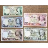 Allied Irish Banks Limited Banknotes of £1, £5, £10, £20, £100. 1982-84, all of a high grade.