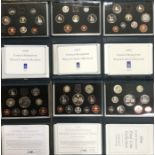 Royal Mint Proof Year Sets of 1990, 1991, 1992, 1996, 1997, 1998, Includes the scarce 1992 set.