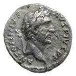 Antoninus Pius Denarius.   Rome, AD 145. Silver, 2.63 grams. 17.21 mm. Laureate bust right,