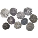 Collection of Hammered Silver Coins.  Circa, 13th-15th century AD. A selection of ten halfpennies